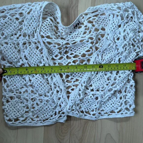 White Crochet Bolero – Cropped Macramé Cardigan, One Size - Picture 7 of 8